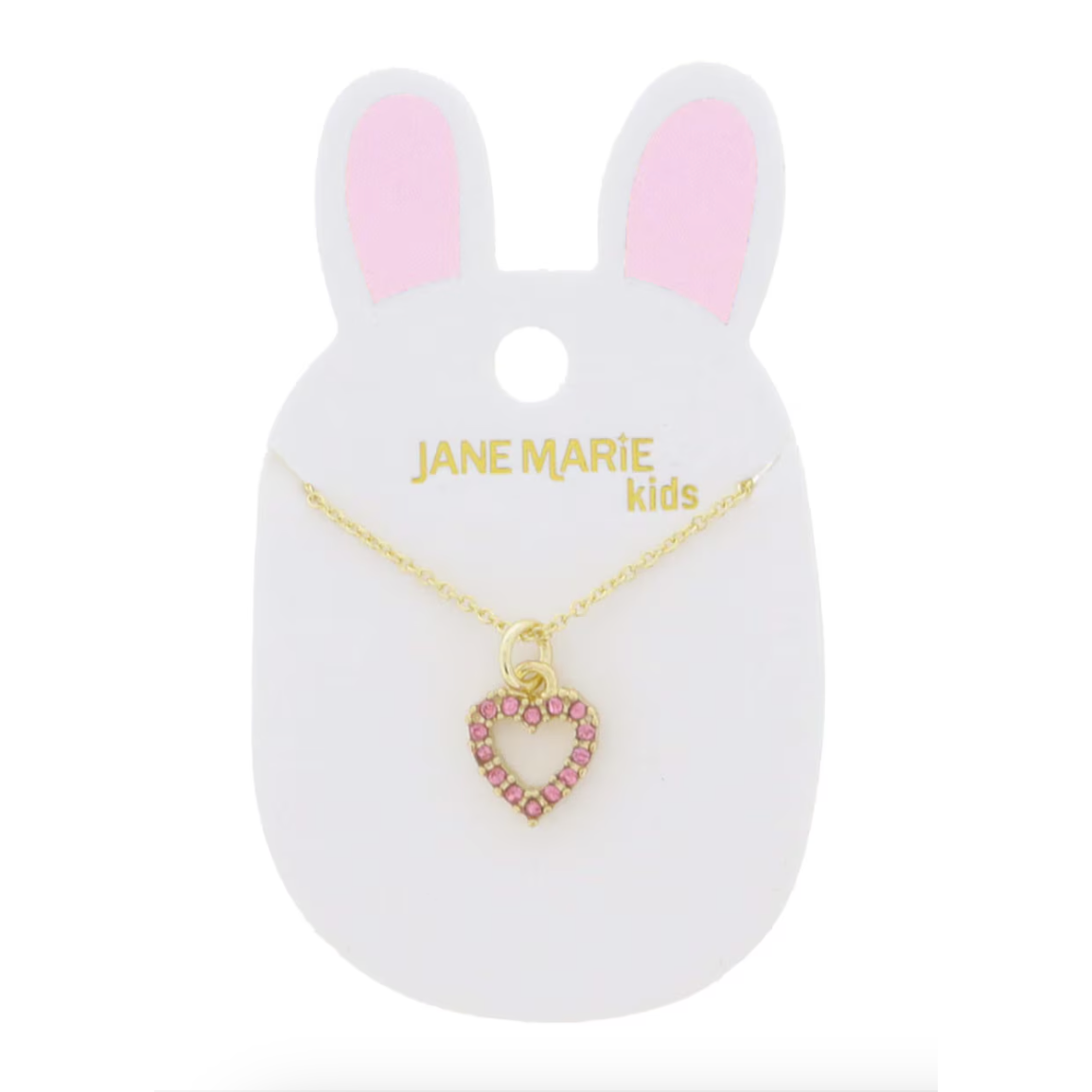 Jane Marie Kids Pave Pink Crystal Open Heart Necklace-JANE MARIE-Little Giant Kidz