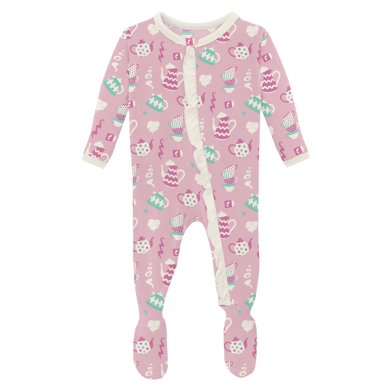 Kickee Pants Cake Pop Tea Party Print Classic Ruffle Footie-Kickee Pants-Little Giant Kidz