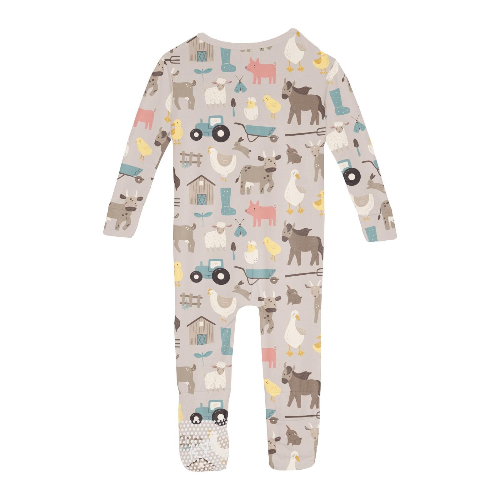 Kickee Pants Convertible Zipper Sleeper- Latte Morning on the Farm-Kickee Pants-Little Giant Kidz