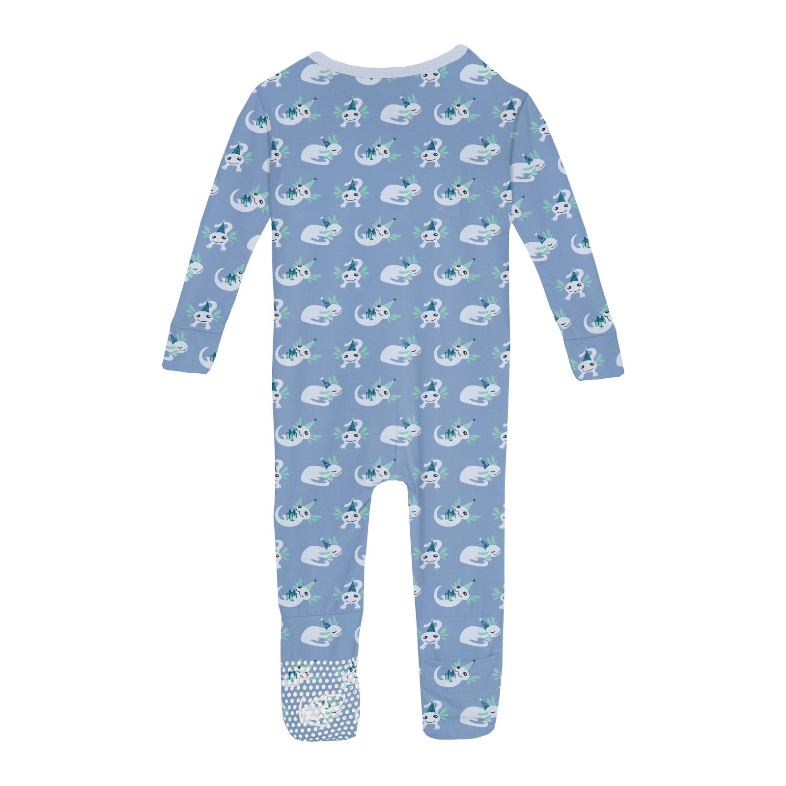 Kickee Pants Dream Blue Axolotl Party Print Convertible Zipper Sleeper-Kickee Pants-Little Giant Kidz