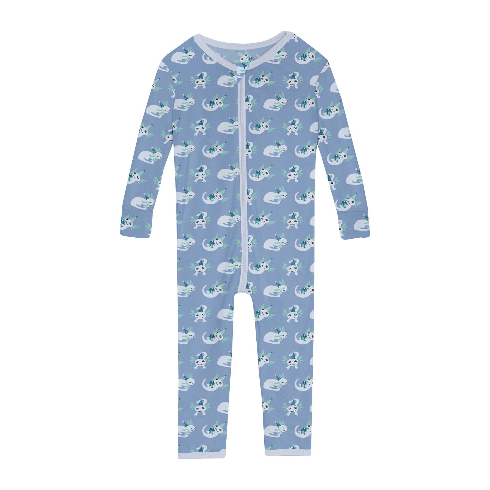 Kickee Pants Dream Blue Axolotl Party Print Convertible Zipper Sleeper-Kickee Pants-Little Giant Kidz