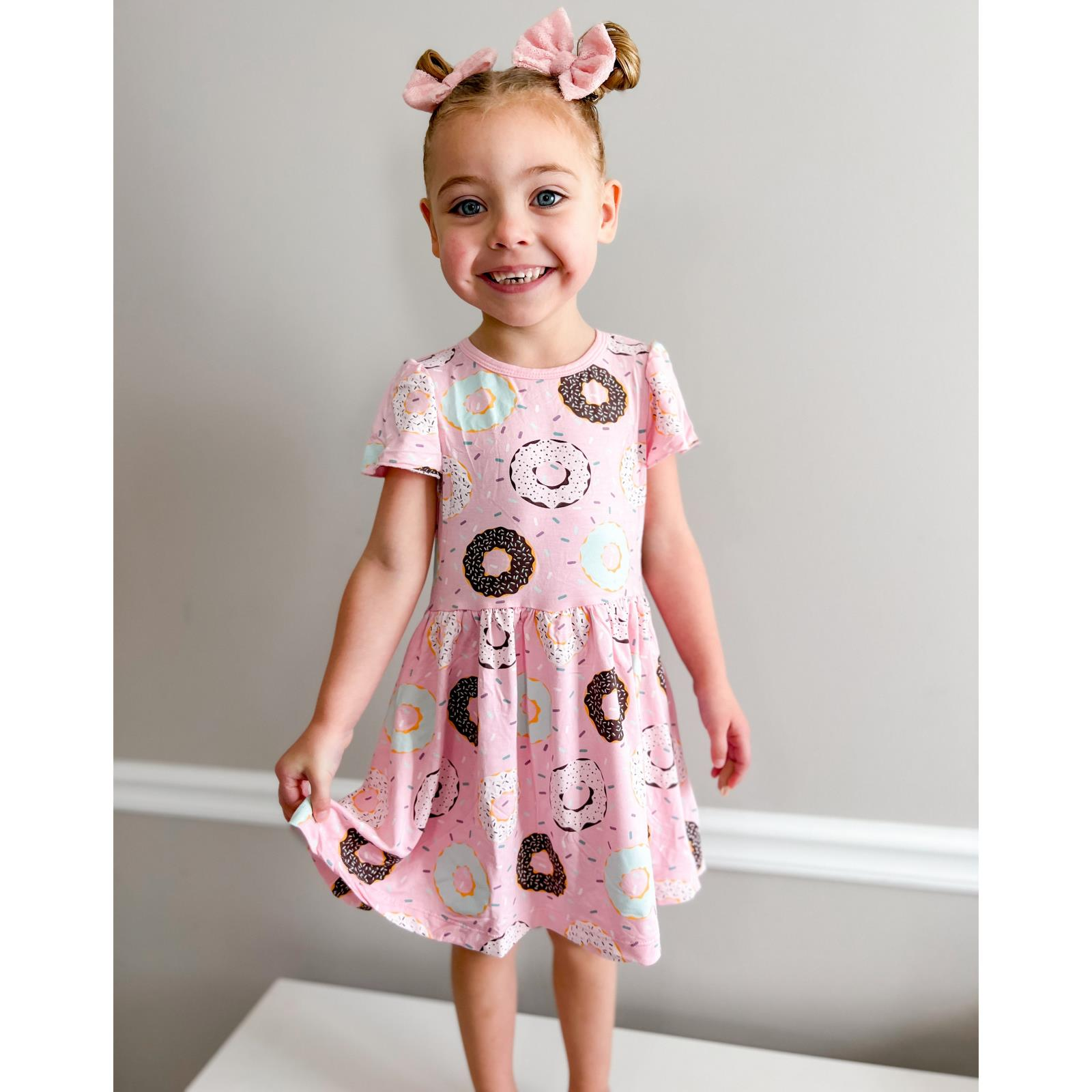 Kickee Pants Flutter Sleeve Twirl Dress with Pockets- Cake Pop Donuts and Sprinkles-Kickee Pants-Little Giant Kidz