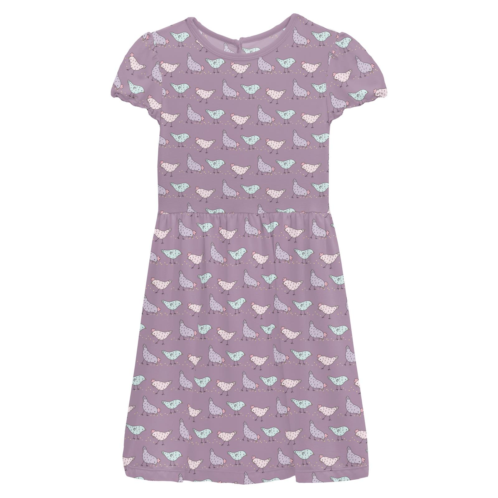 Kickee Pants Flutter Sleeve Twirl Dress with Pockets- Lavender Chickens-Kickee Pants-Little Giant Kidz