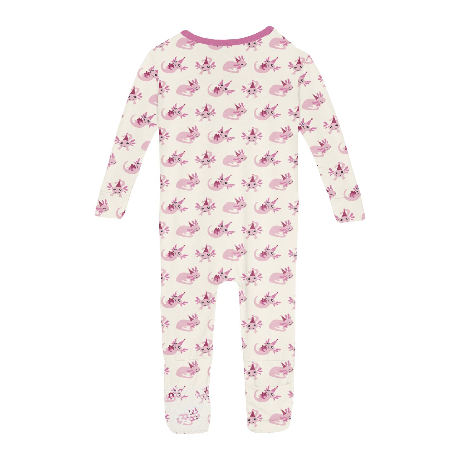 Kickee Pants Natural Axolotl Party Print Convertible Zipper Sleeper-Kickee Pants-Little Giant Kidz