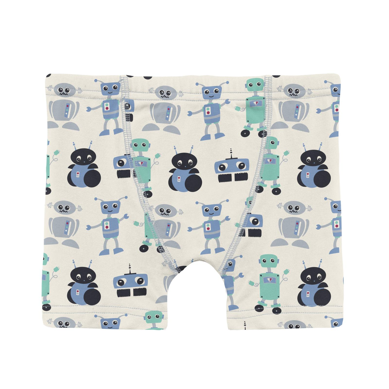 Kickee Pants Natural Robots Print Boy's Boxer Brief-Kickee Pants-Little Giant Kidz