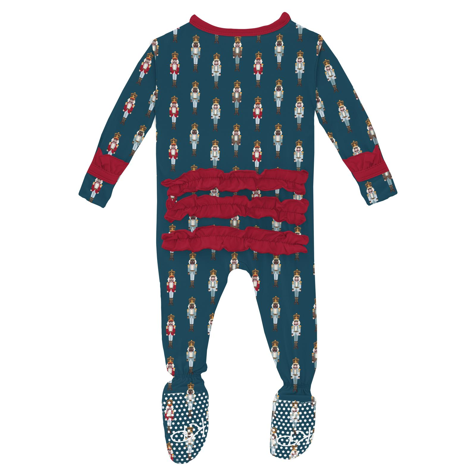 Kickee Pants Peacock Nutcrackers Print Classic Ruffle Footie-Kickee Pants-Little Giant Kidz