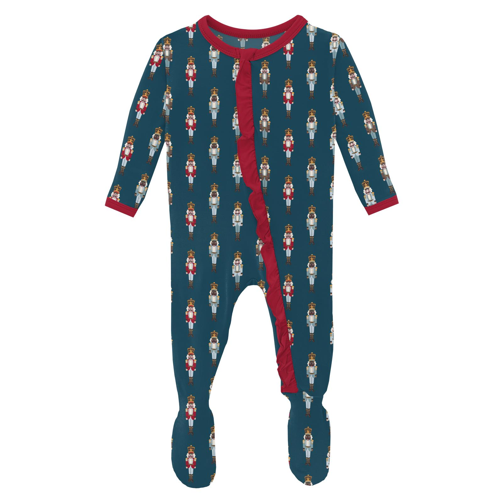 Kickee Pants Peacock Nutcrackers Print Classic Ruffle Footie-Kickee Pants-Little Giant Kidz