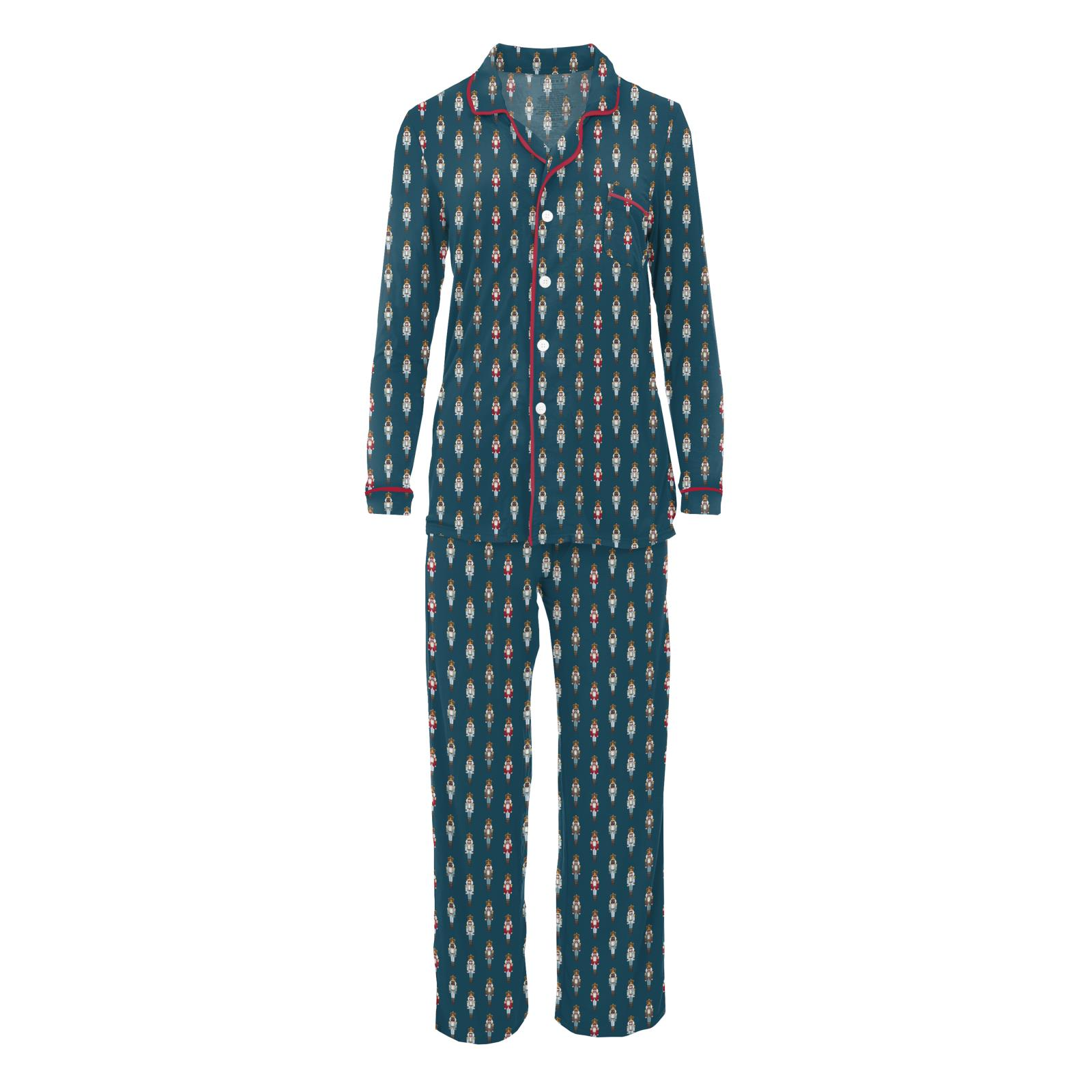 Kickee Pants Peacock Nutcrackers Women's Print Long Sleeve Collared Pajama Set-Kickee Pants-Little Giant Kidz