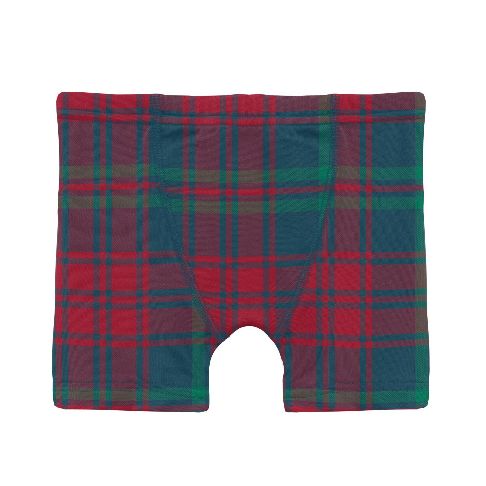 Kickee Pants Peacock Plaid Print Boy's Boxer Brief-Kickee Pants-Little Giant Kidz