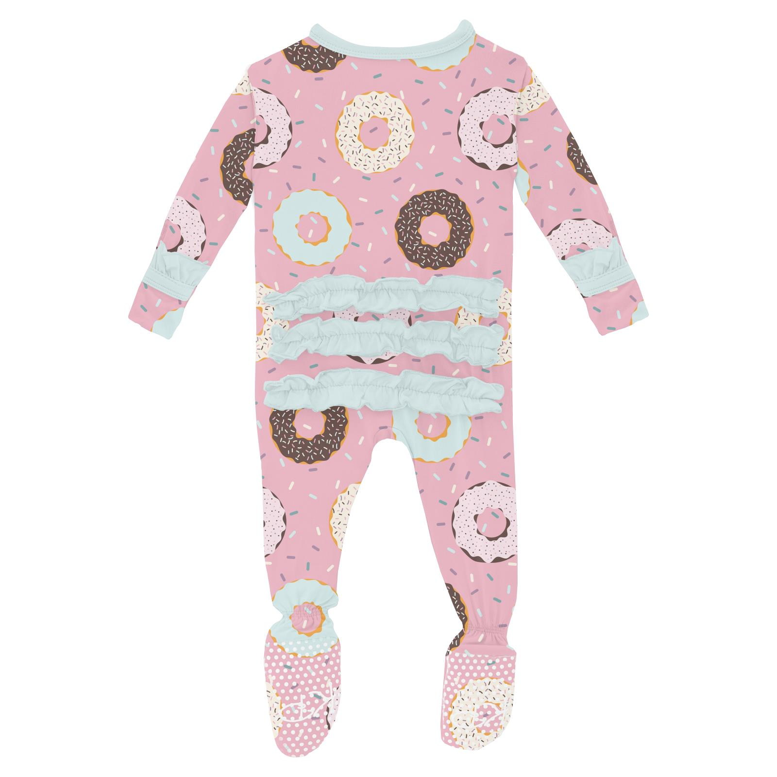 Kickee Pants Print Ruffle Classic Footie with 2 Way Zipper- Cake Pop Donuts and Sprinkles-Kickee Pants-Little Giant Kidz