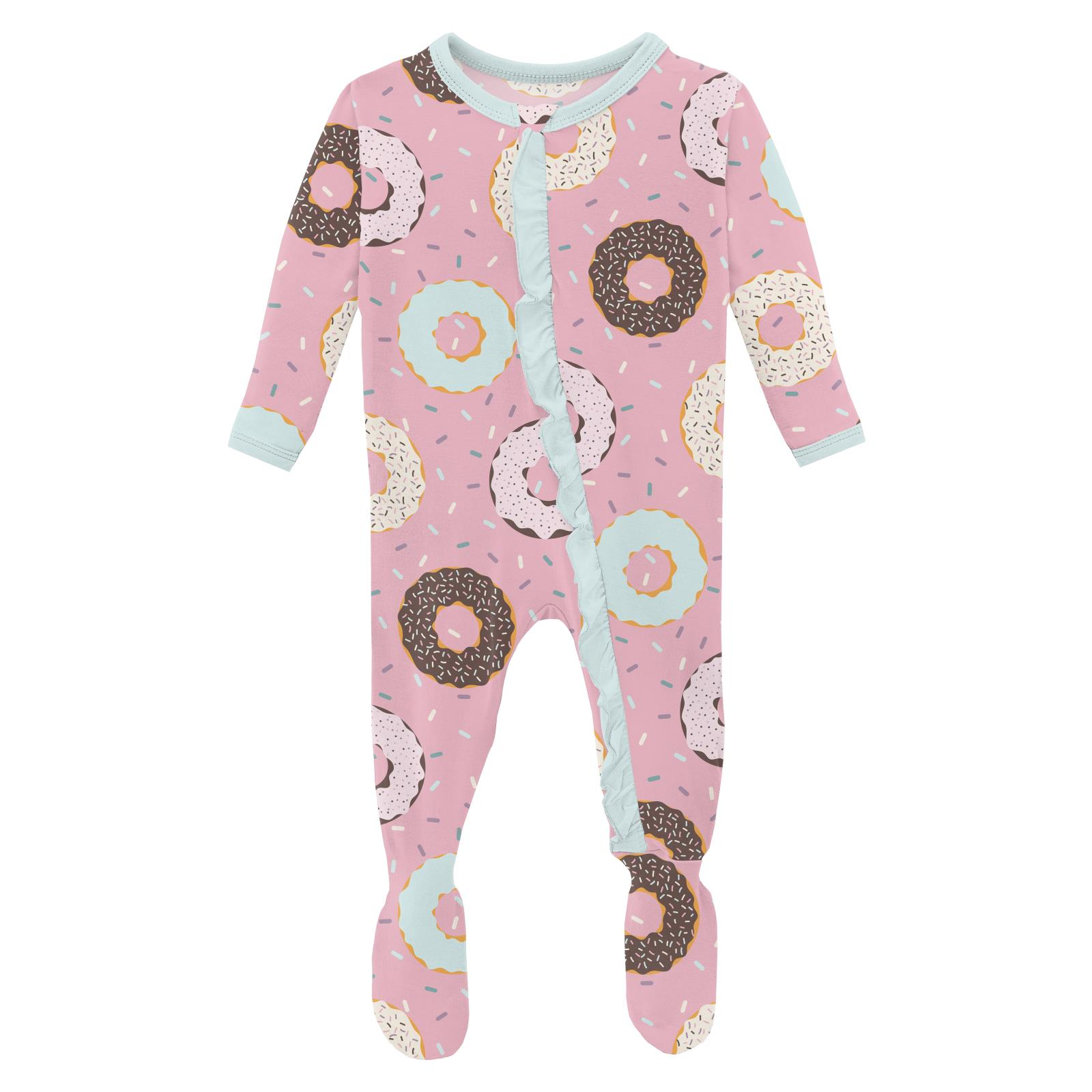 Kickee Pants Print Ruffle Classic Footie with 2 Way Zipper- Cake Pop Donuts and Sprinkles-Kickee Pants-Little Giant Kidz