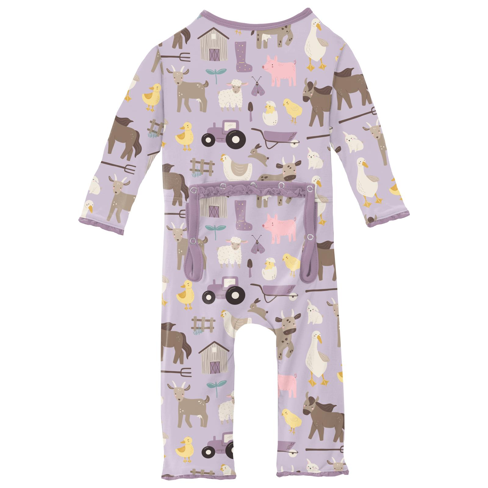 Kickee Pants Ruffle Convertible Zipper Sleeper- Thistle Morning on the Farm-Kickee Pants-Little Giant Kidz