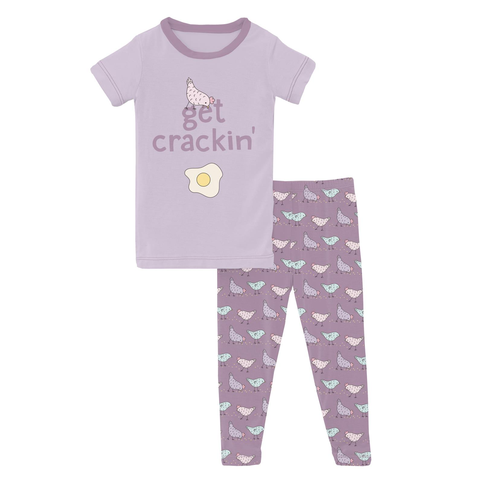 Kickee Pants Short Sleeve Pajama Set Graphic Tee - Lavender Chickens-Kickee Pants-Little Giant Kidz