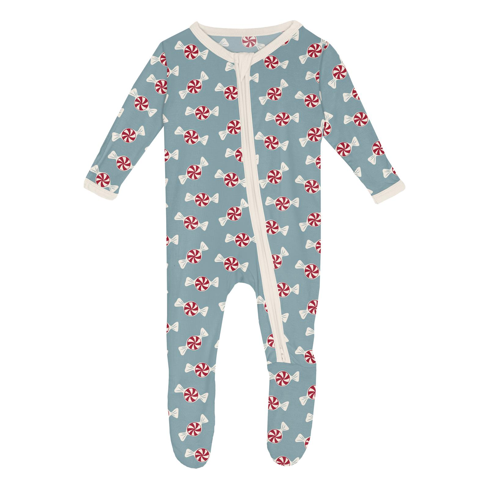 Kickee Pants Stormy Sea Peppermints Print Zipper Footie-Kickee Pants-Little Giant Kidz