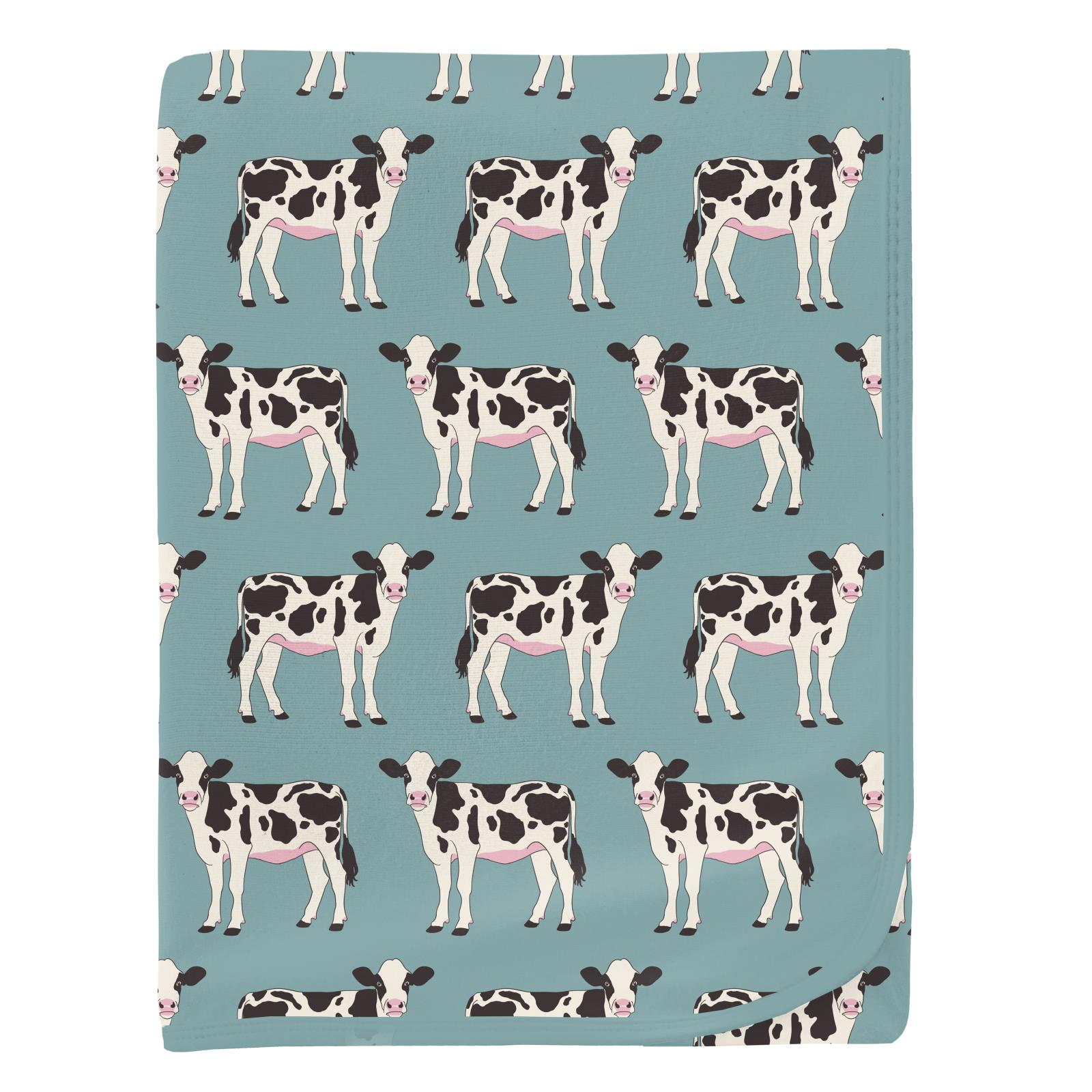 Kickee Pants Swaddling Blanket- Jade Cows-Kickee Pants-Little Giant Kidz