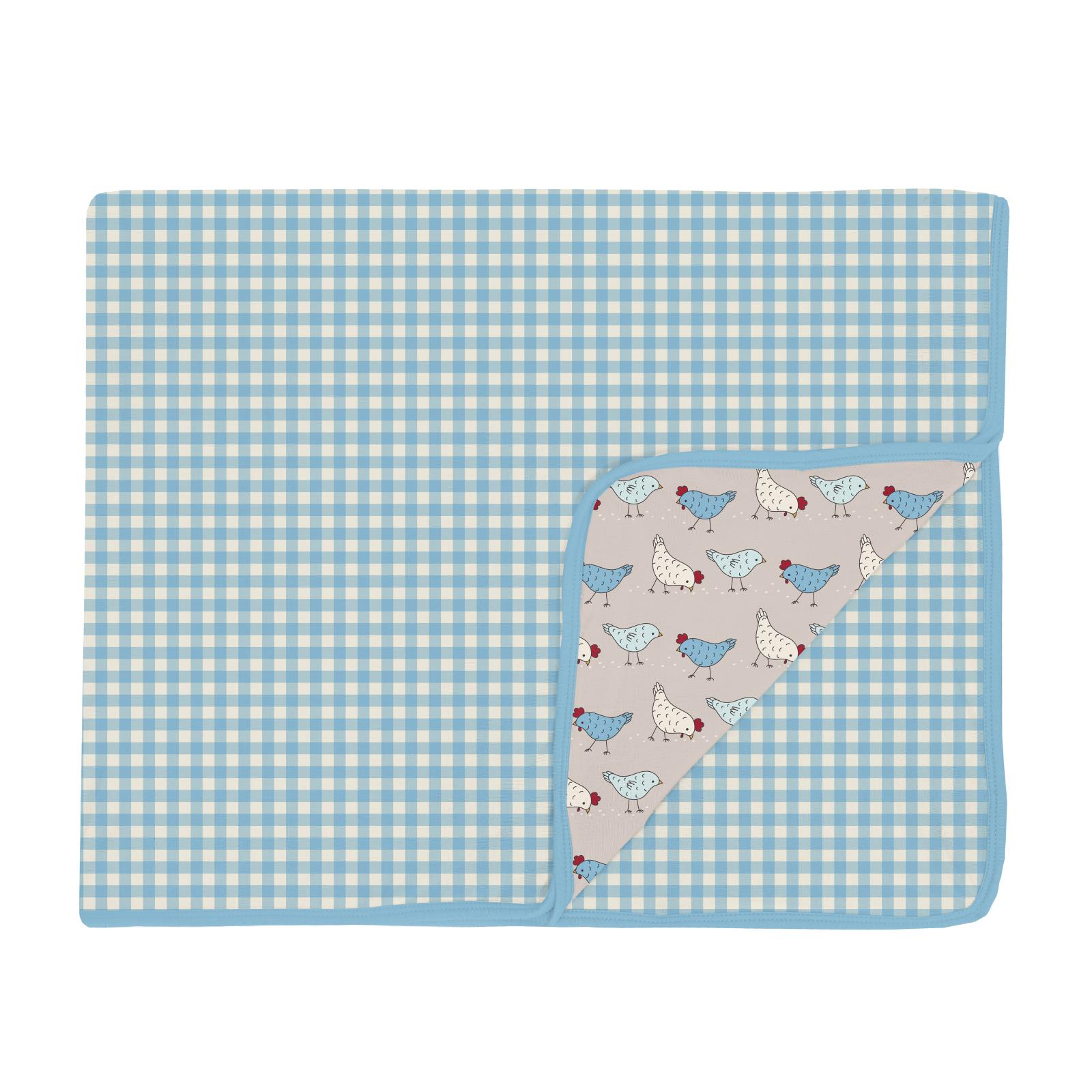 Kickee Pants Toddler Blanket- Seaside Blue Gingham/Latte Chicken-Kickee Pants-Little Giant Kidz