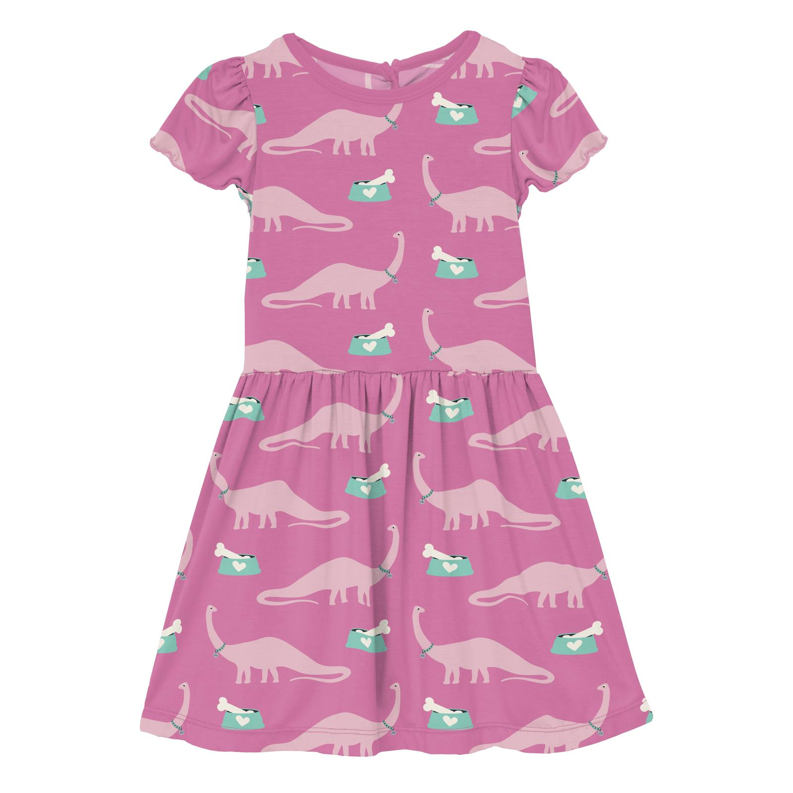 Kickee Pants Tulip Pet Dino Print Flutter Sleeve Twirl Dress with Pockets-Kickee Pants-Little Giant Kidz