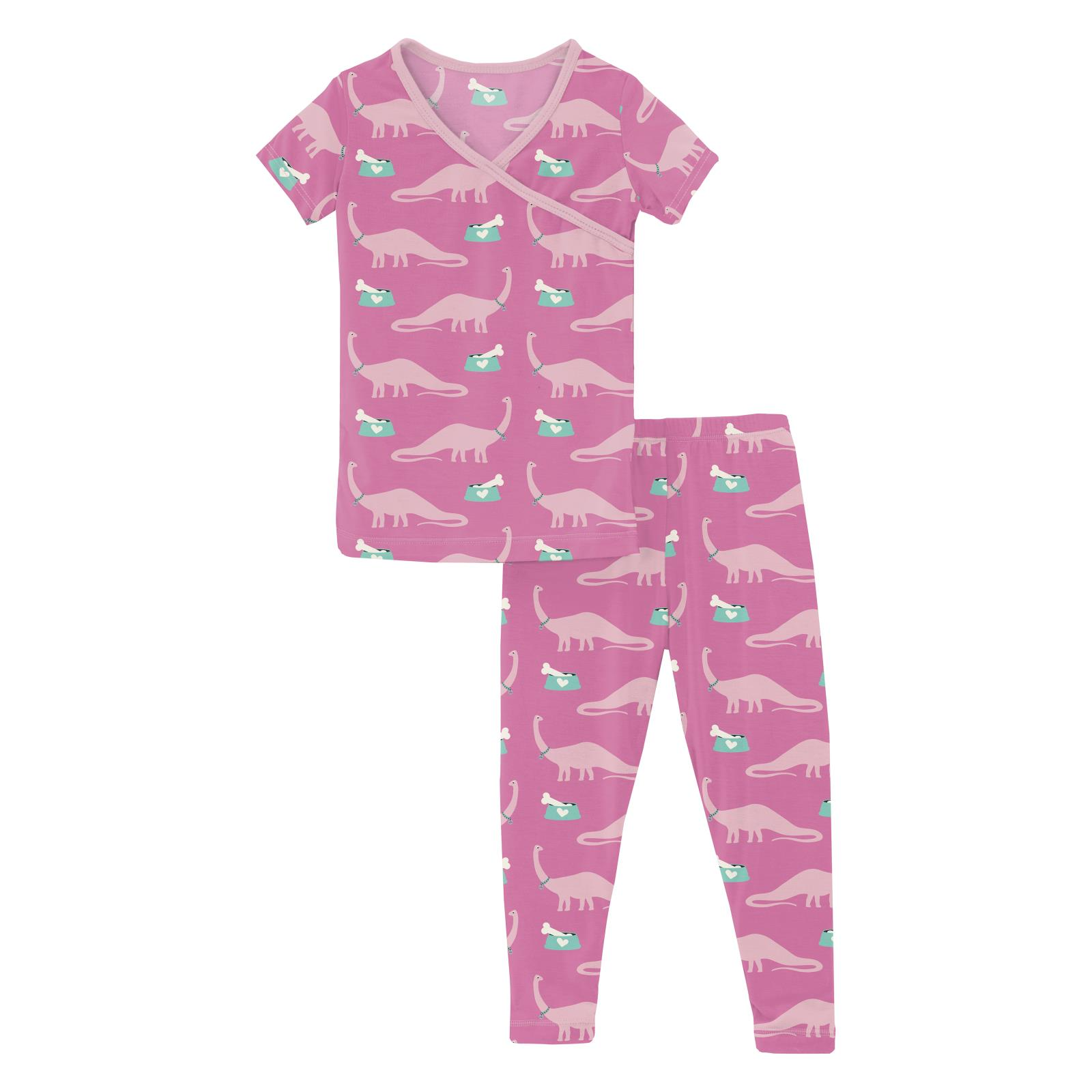 Kickee Pants Tulip Pet Dino Print Short Sleeve Kimono Pajama Set-Kickee Pants-Little Giant Kidz