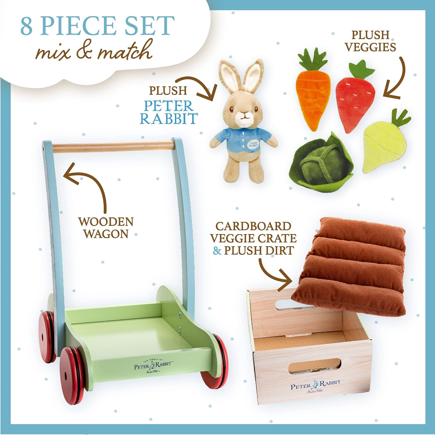 Kids Preferred Beatrix Potter Wooden Garden Wagon and Veggie Play-KIDS PREFERRED-Little Giant Kidz