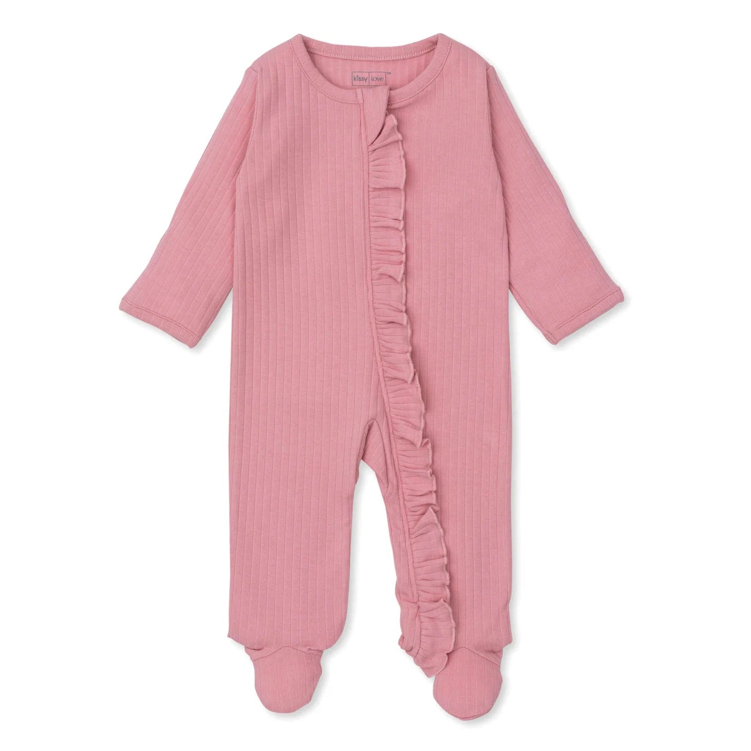 Kissy Love Essential Ribbed Zipper Footie - Pink-Kissy Kissy-Little Giant Kidz