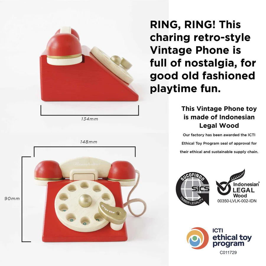 Le Toy Van Vintage Wooden Phone-LE TOY VAN-Little Giant Kidz