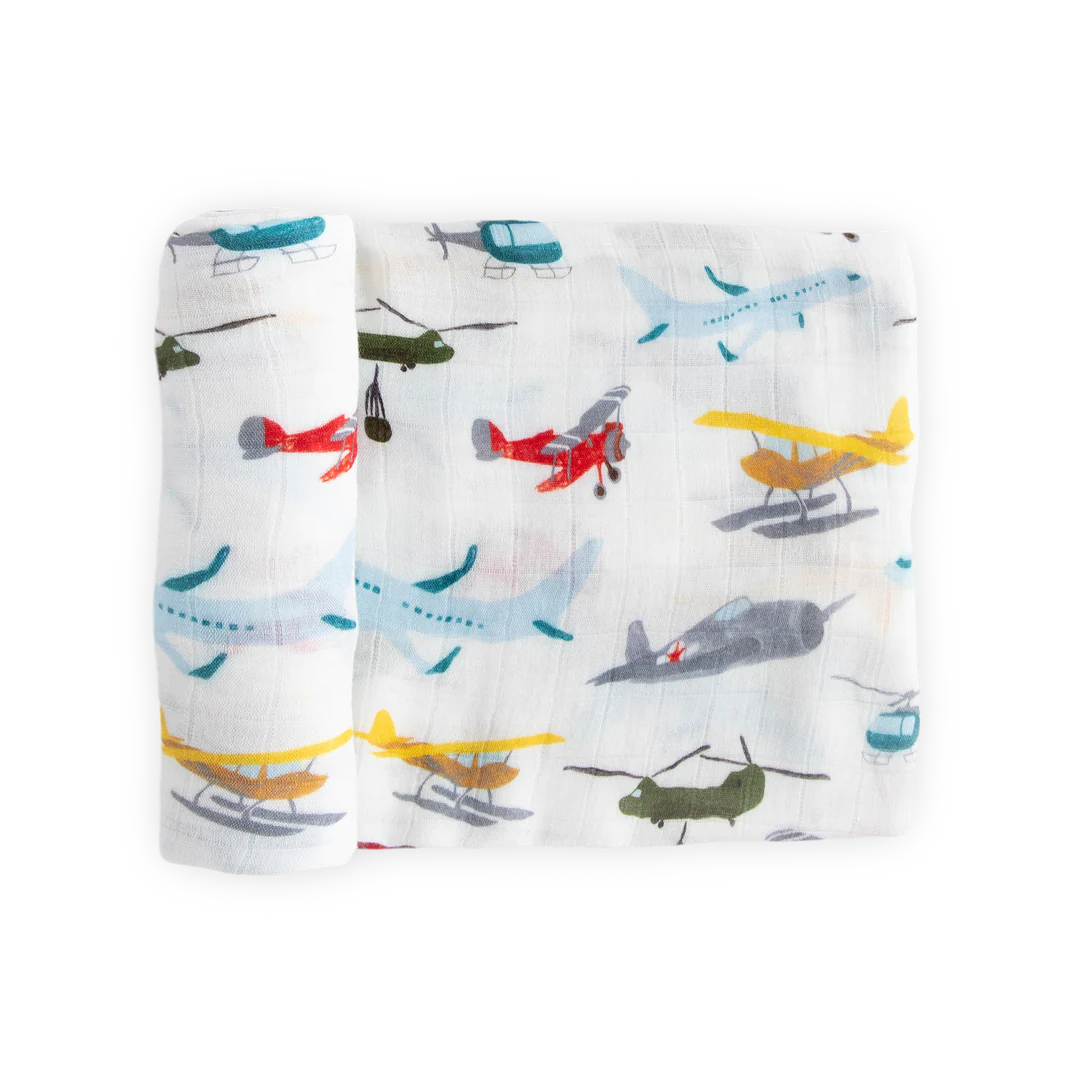 Little Unicorn Deluxe Muslin Swaddle Single - Air Show-LITTLE UNICORN-Little Giant Kidz