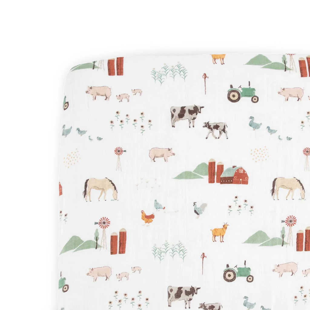 Little Unicorn Farmyard Cotton Muslin Crib Sheet