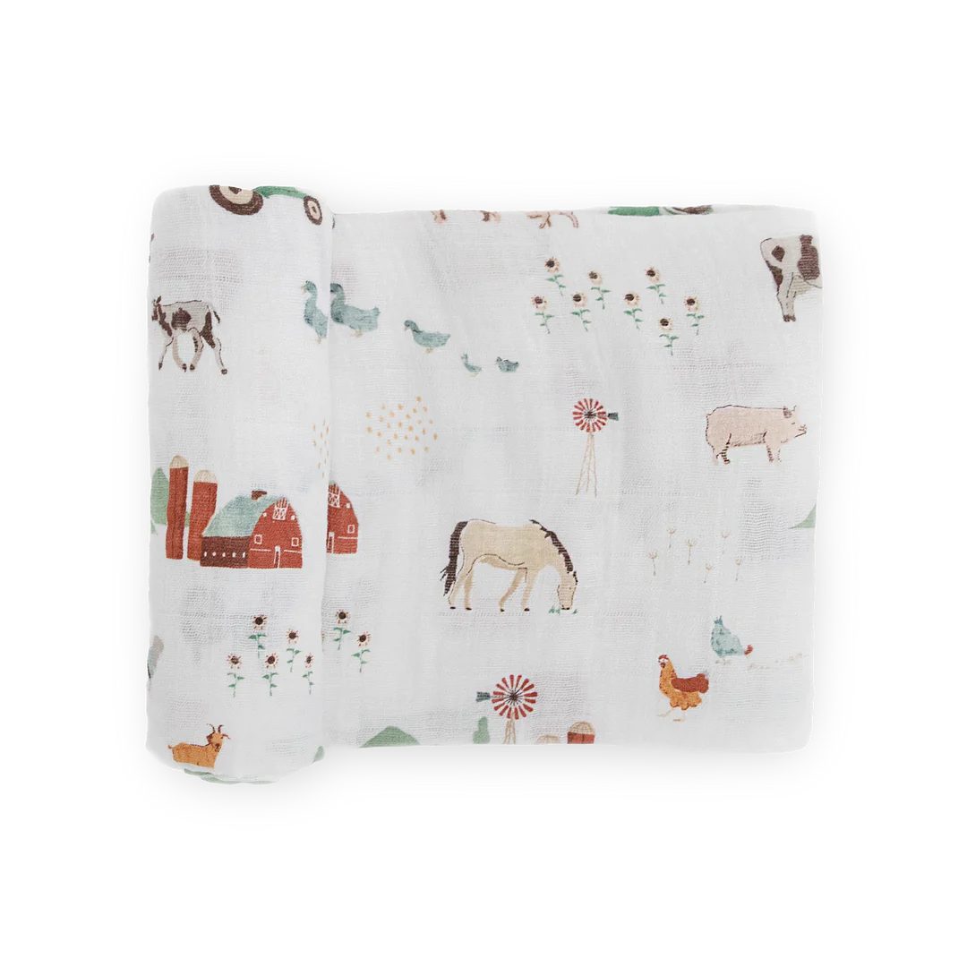 Little Unicorn Farmyard Cotton Muslin Swaddle-LITTLE UNICORN-Little Giant Kidz