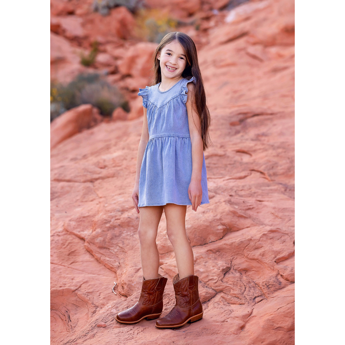 Mabel + Honey Sunset Fields Dress- Blue-MABEL+HONEY-Little Giant Kidz