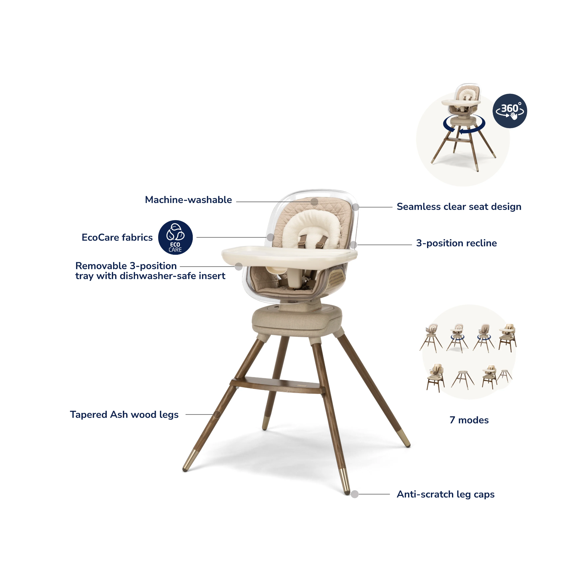 Maxi-Cosi Kiskadee 360° Rotating High Chair - Natural Heritage-MAXI-COSI-Little Giant Kidz