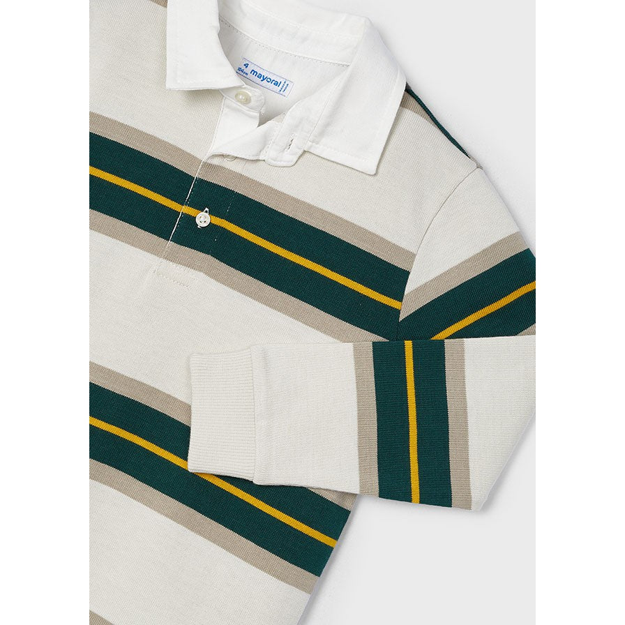 Mayoral Alpine Grey & Green Striped Polo-MAYORAL-Little Giant Kidz