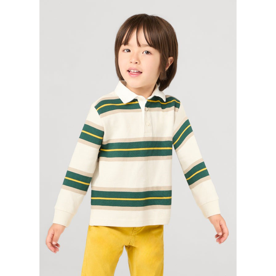 Mayoral Alpine Grey & Green Striped Polo-MAYORAL-Little Giant Kidz