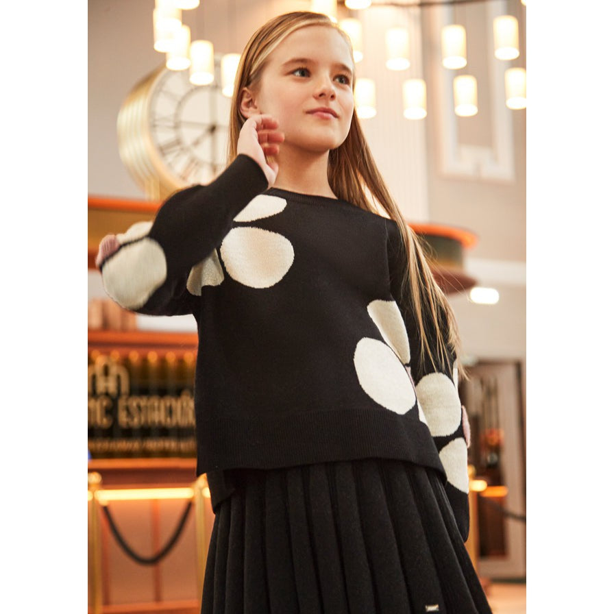 Mayoral Black Floral Sweater-MAYORAL-Little Giant Kidz