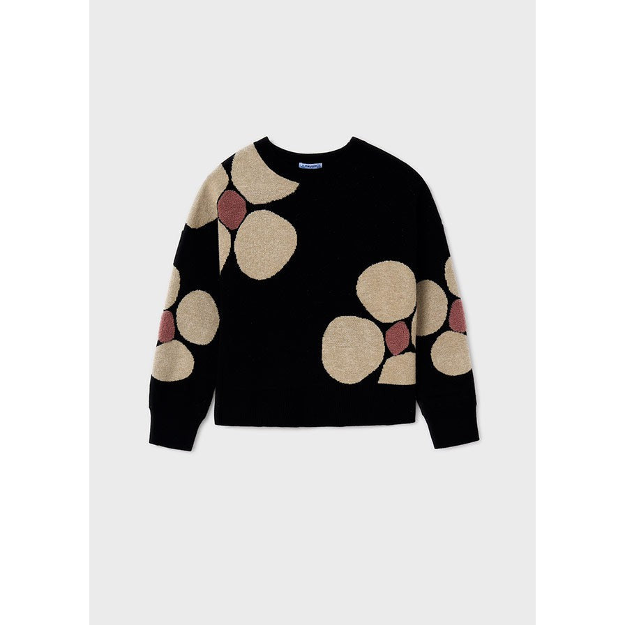 Mayoral Black Floral Sweater-MAYORAL-Little Giant Kidz