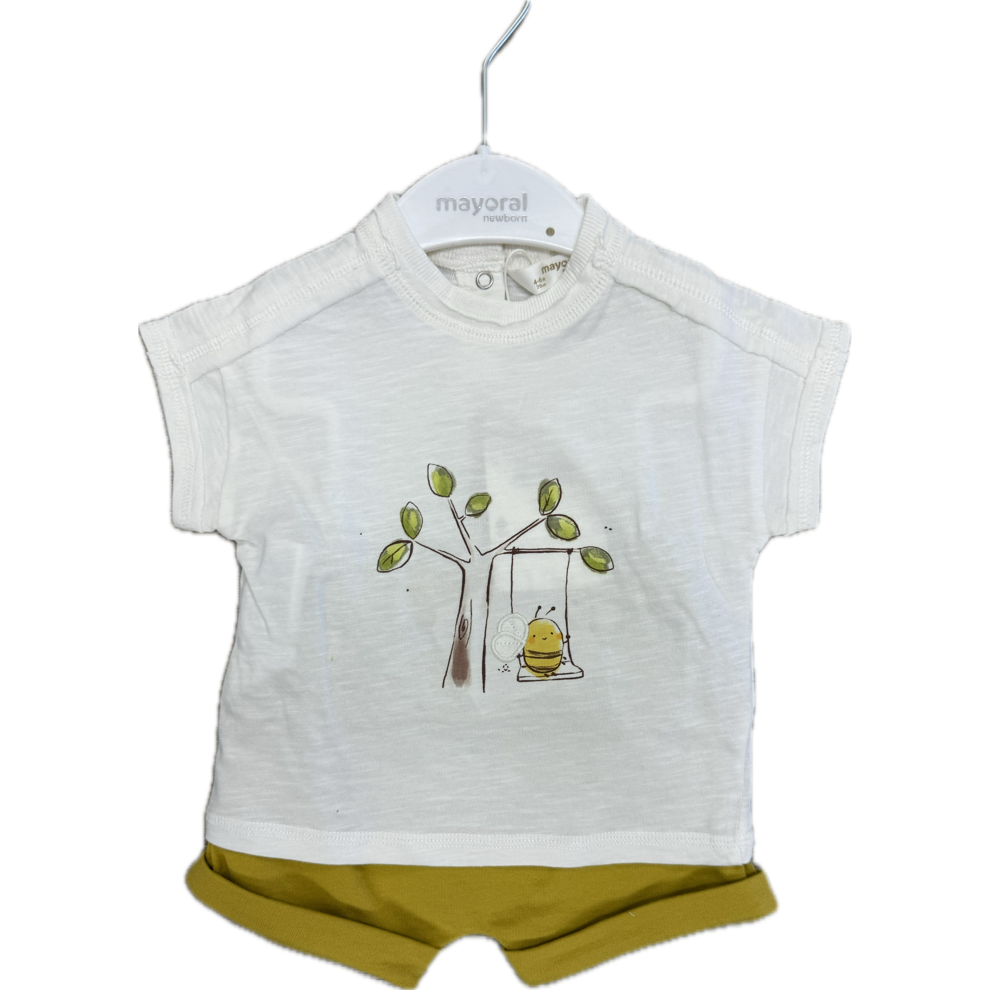 Mayoral Boy Bee Shirt & Olive Green Shorts Set-MAYORAL-Little Giant Kidz