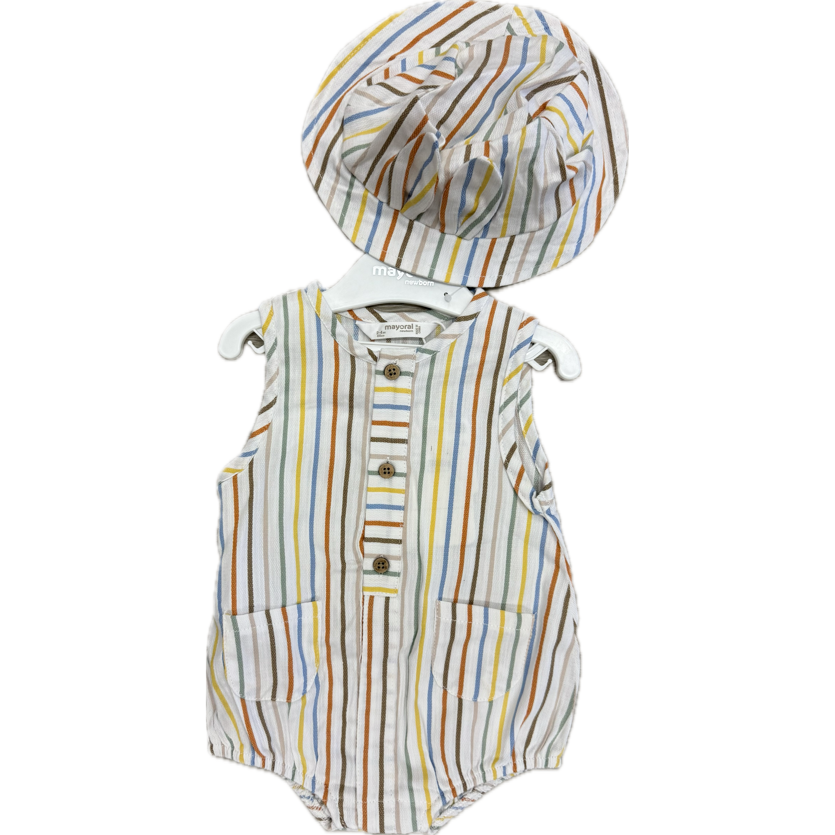 Mayoral Boy Stripe Short Bodysuit with Hat-MAYORAL-Little Giant Kidz