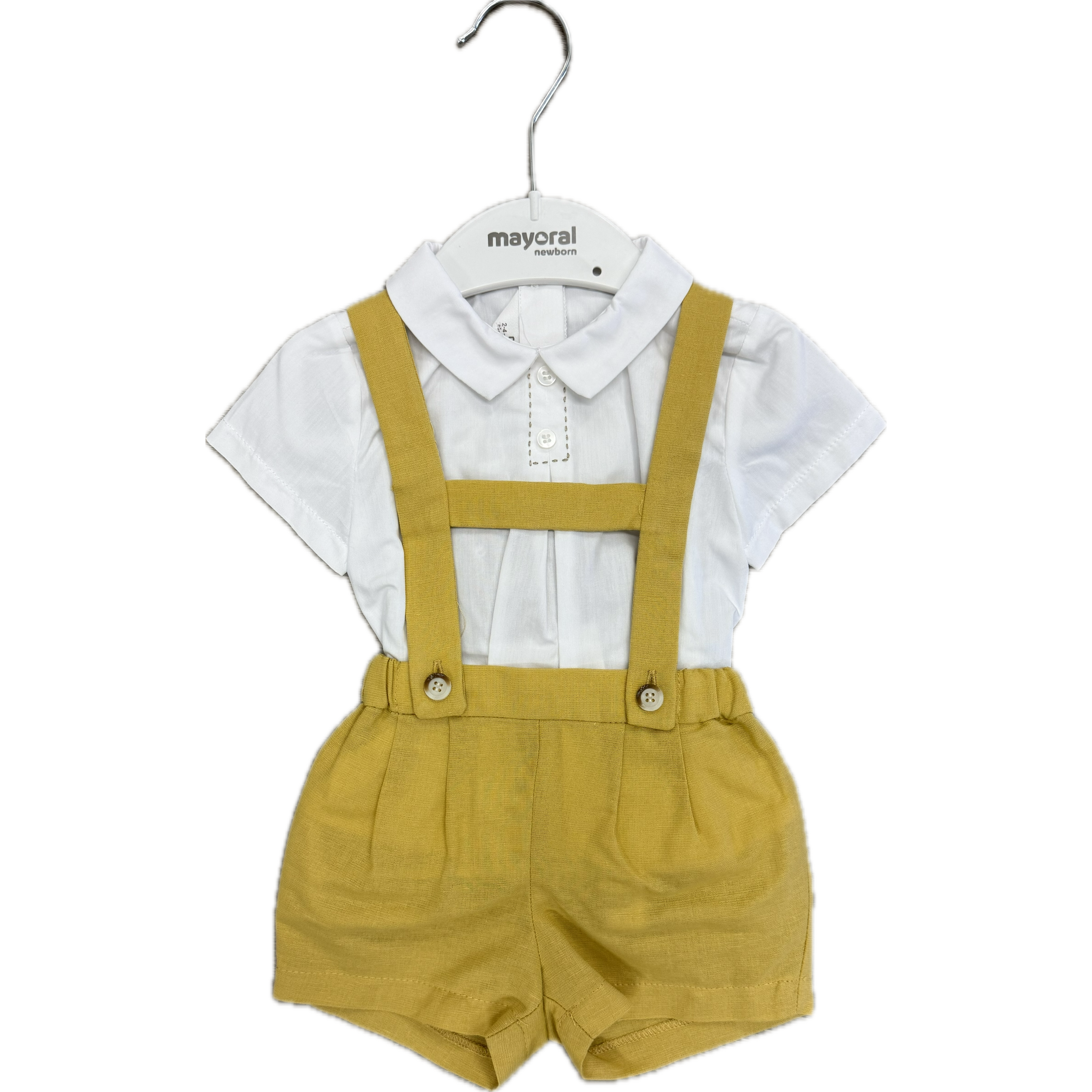 Mayoral Boy Yellow Suspenders Two Piece Set-MAYORAL-Little Giant Kidz