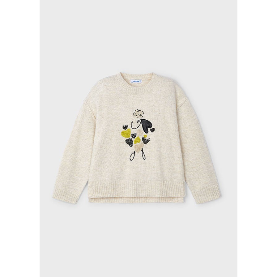 Mayoral Chickpea Embroidered Puppy Sweater-MAYORAL-Little Giant Kidz