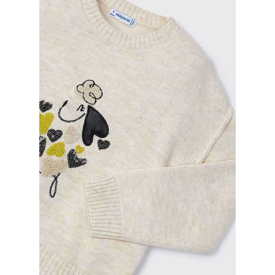 Mayoral Chickpea Embroidered Puppy Sweater-MAYORAL-Little Giant Kidz