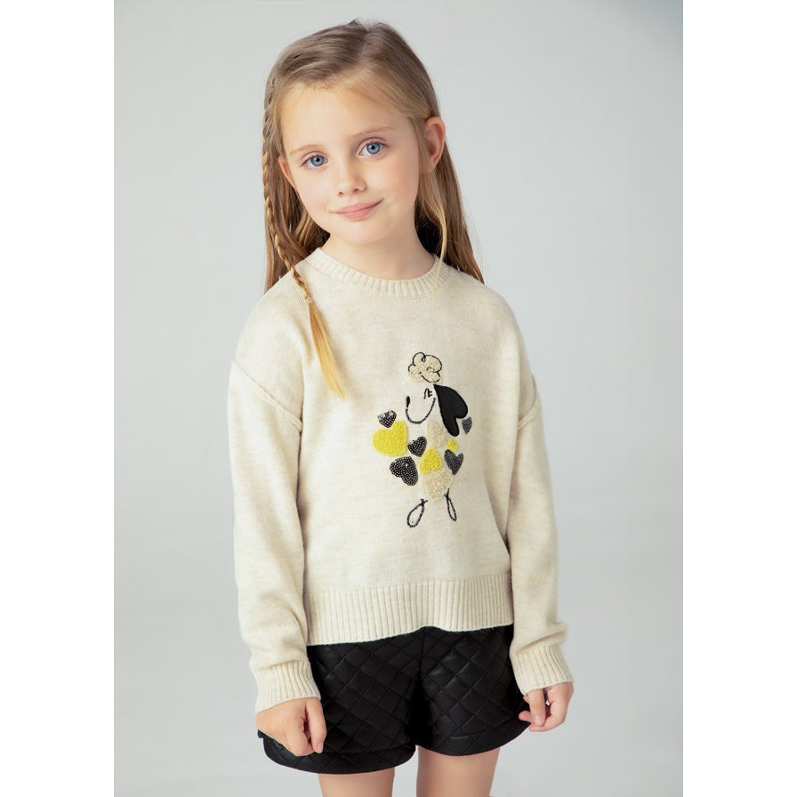 Mayoral Chickpea Embroidered Puppy Sweater-MAYORAL-Little Giant Kidz