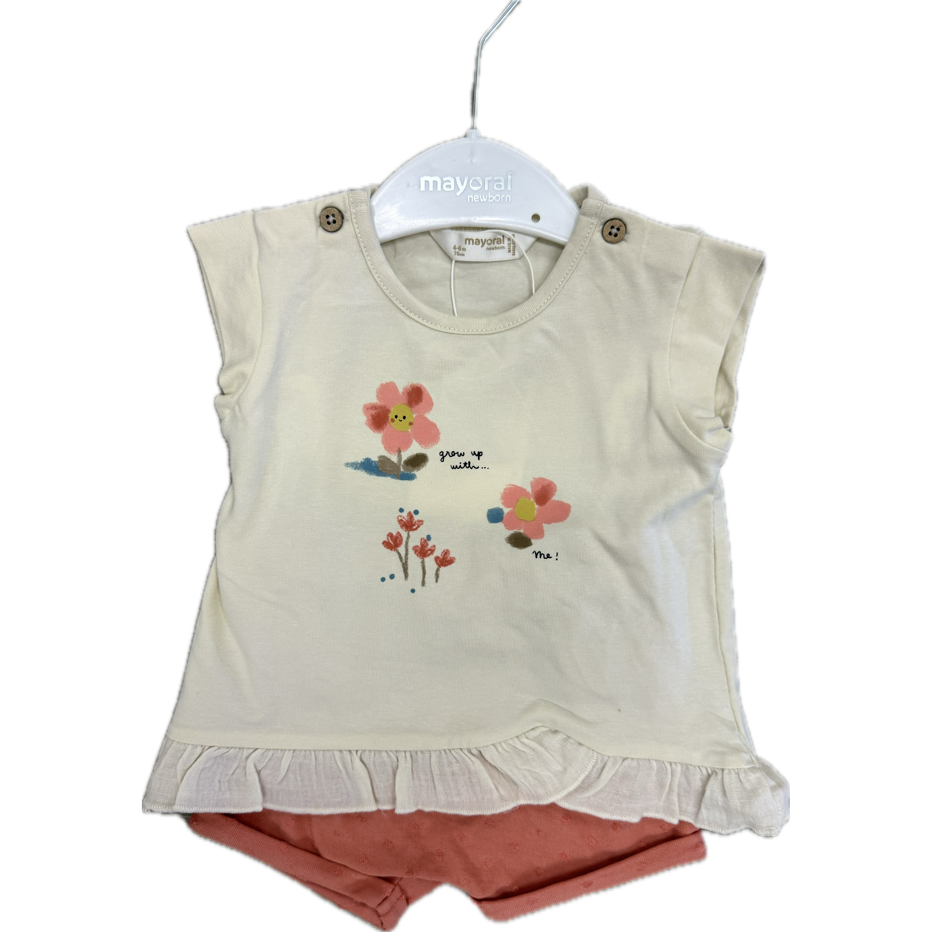 Mayoral Floral Cream Shirt with Pink Shorts Dress Up Set-MAYORAL-Little Giant Kidz