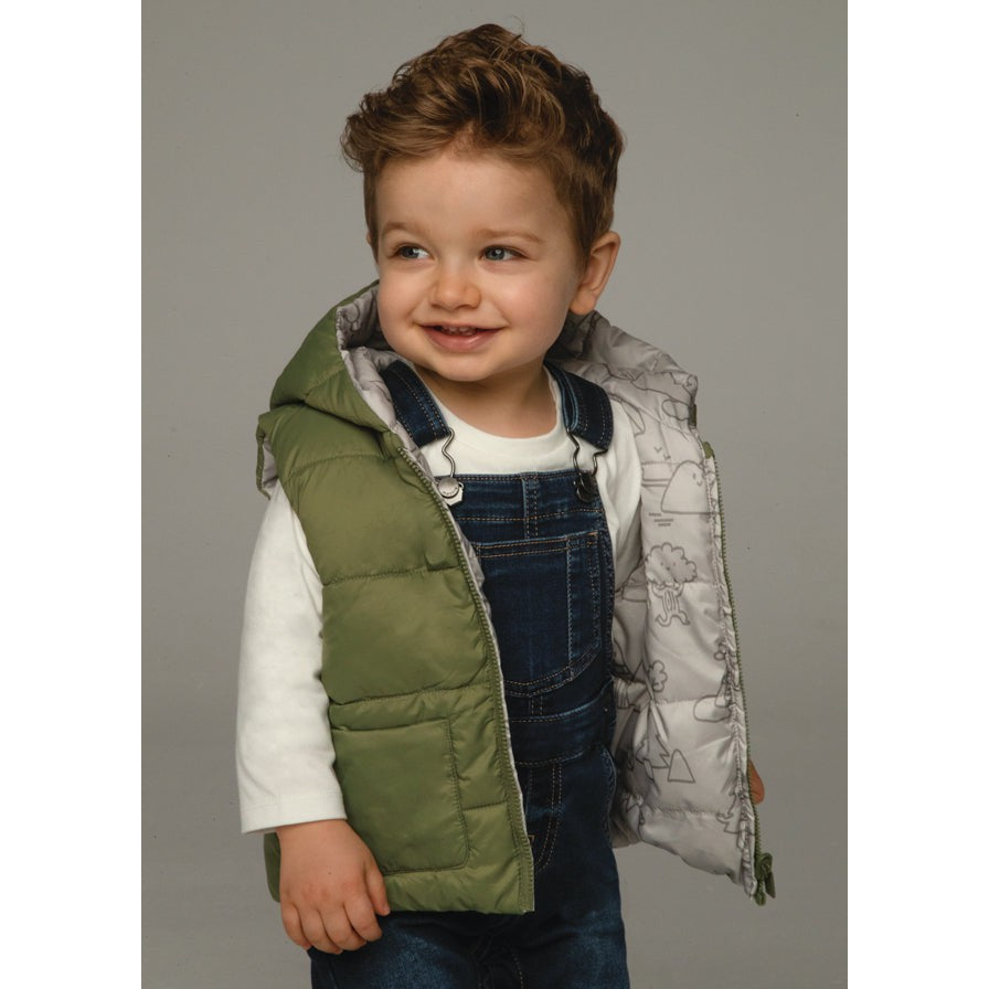 Mayoral Forest Green Reversible Quilted Vest-MAYORAL-Little Giant Kidz