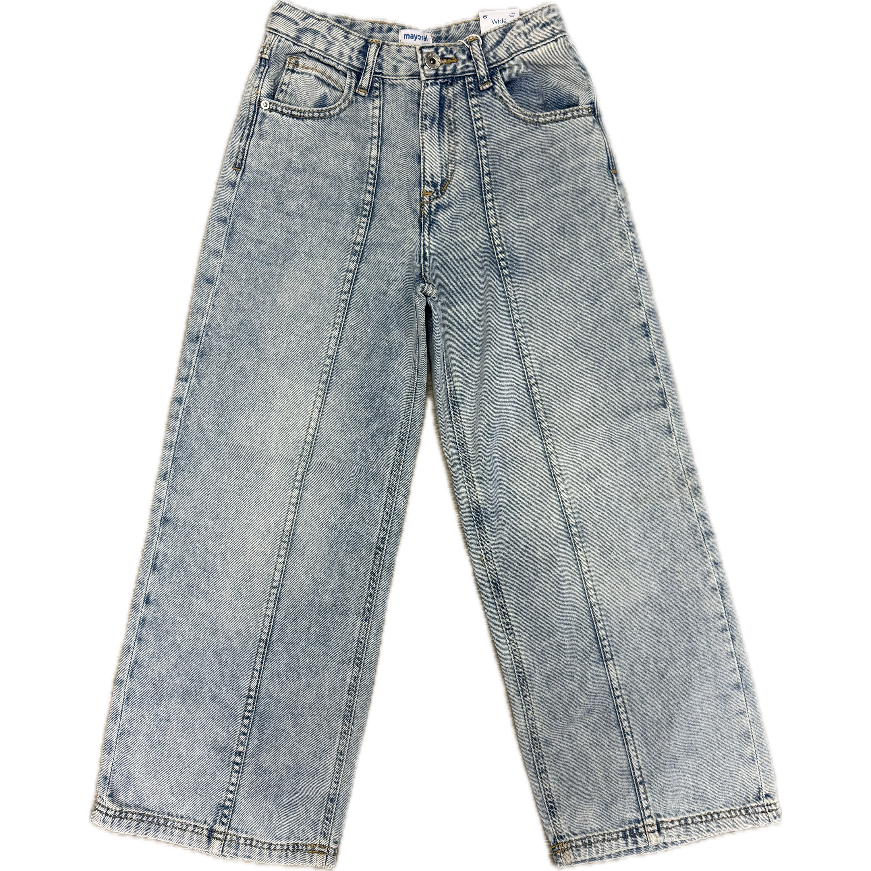 Mayoral Light Denim Wide Leg Pants-MAYORAL-Little Giant Kidz