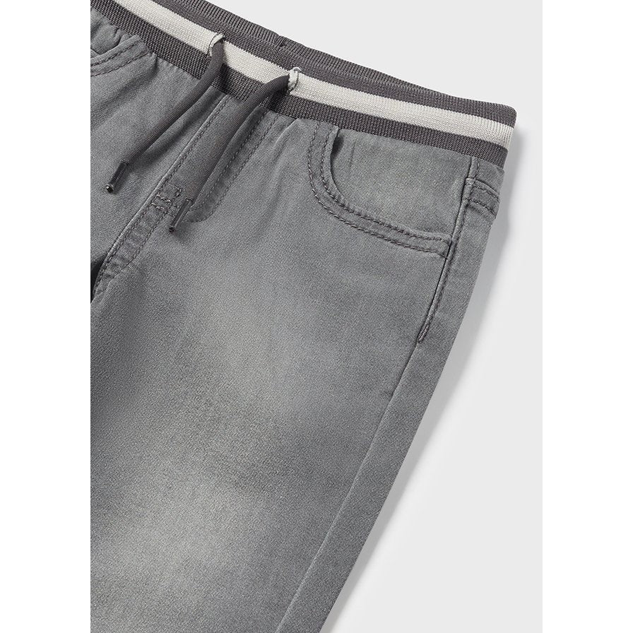 Mayoral Light Grey Soft Denim Joggers-MAYORAL-Little Giant Kidz