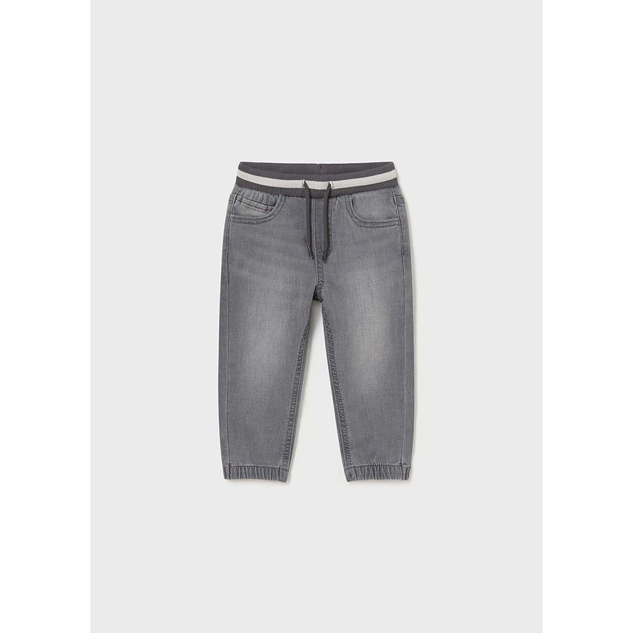 Mayoral Light Grey Soft Denim Joggers-MAYORAL-Little Giant Kidz