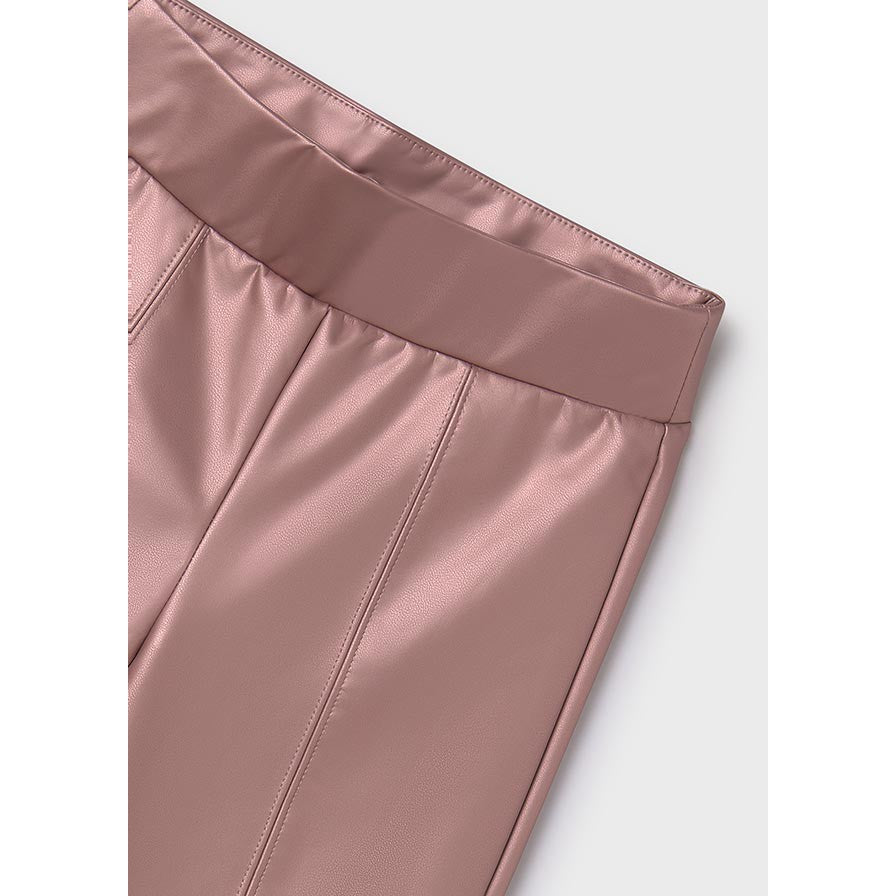 Mayoral Metallic Pale Pink Faux Leather Leggings-MAYORAL-Little Giant Kidz