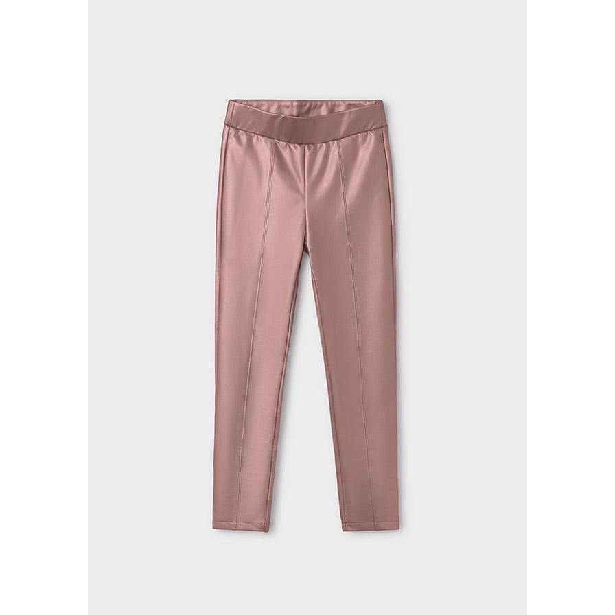 Mayoral Metallic Pale Pink Faux Leather Leggings-MAYORAL-Little Giant Kidz