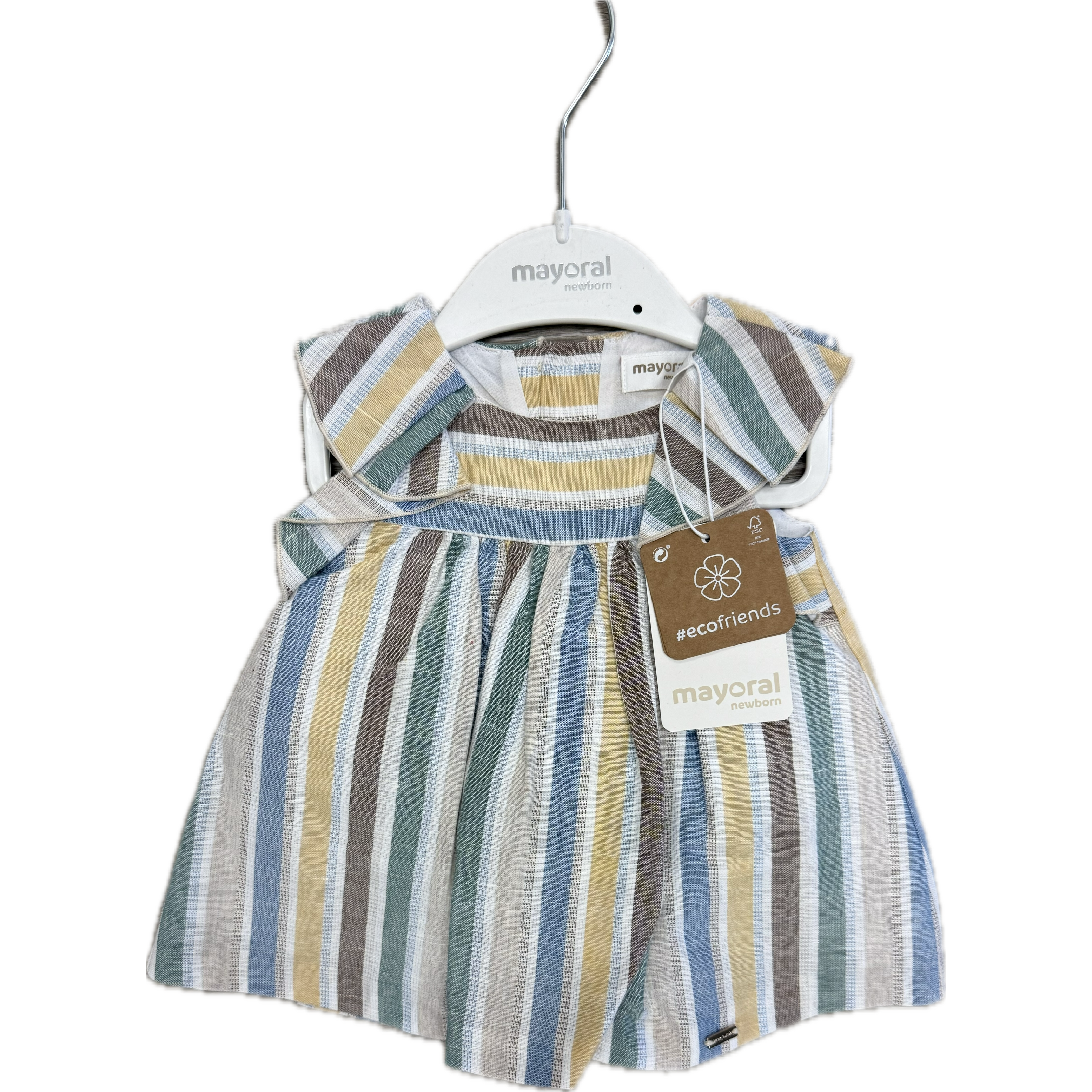 Mayoral Mutlicolor Stripes Linen Dress-MAYORAL-Little Giant Kidz