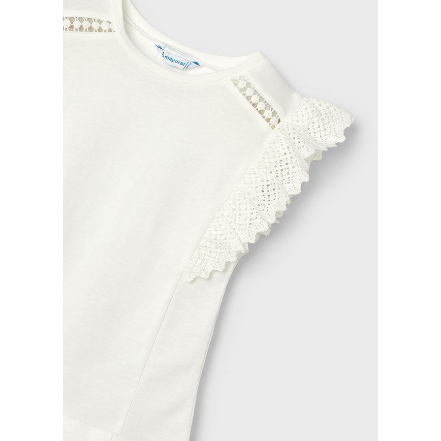 Mayoral Natural Crochet Sleeve Top-MAYORAL-Little Giant Kidz