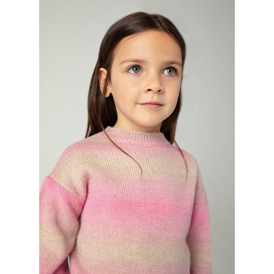 Mayoral Pink & Tan Gradient Striped Sweater-MAYORAL-Little Giant Kidz